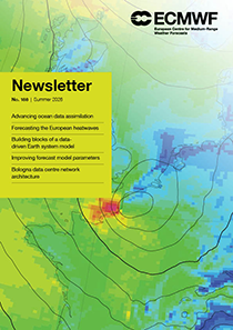 Newsletter cover with green and blue map background