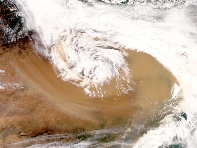 Dust storm over northern China