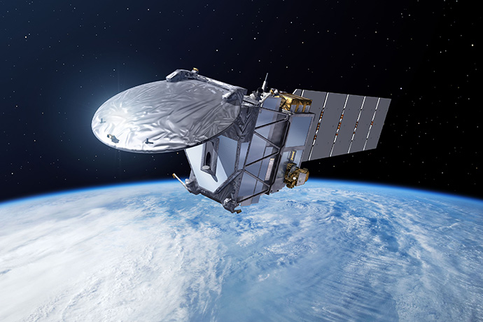 Artist's impression of EarthCARE satellite in orbit Artist's impression of EarthCARE satellite in orbit