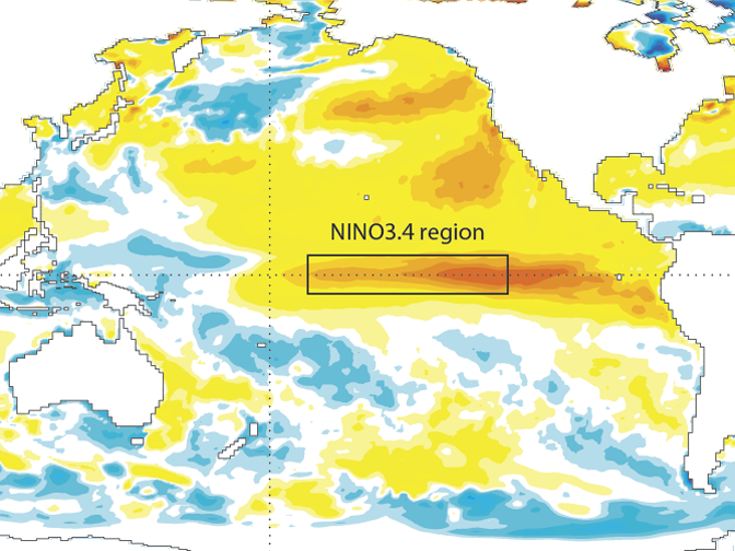 Sea-surface temperature anomalies August 2015