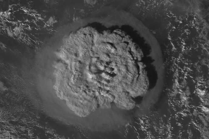 Satellite image of Hunga Tonga eruption Jan 2022 Satellite image of Hunga Tonga eruption Jan 2022