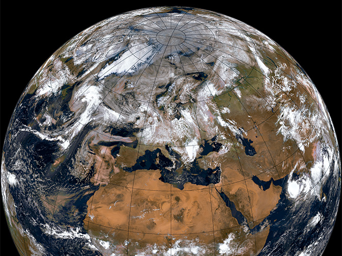 Composite image of Earth as seen by Metop-B satellite Composite image of Earth as seen by Metop-B satellite