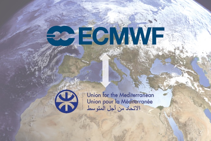 ECMWF and Union for the Mediterranean logos over image of Mediterranean ECMWF and Union for the Mediterranean logos over image of Mediterranean