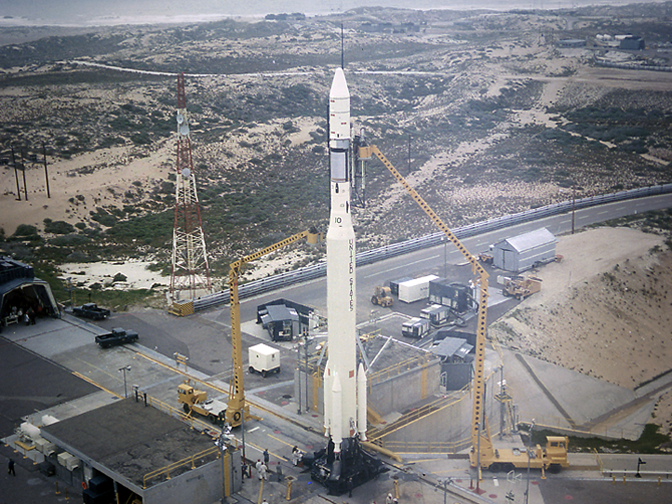 The Thor-Agena-10 launched the Nimbus III, Earth observation and meteorology satellite, on April 13, 1969. (Image courtesy of NASA) The Thor-Agena-10 launched the Nimbus III, Earth observation and meteorology satellite, on April 13, 1969.