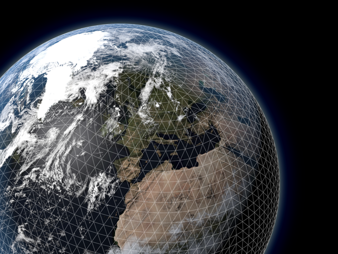 Forecast model grid layout on Earth's surface Forecast model grid layout on Earth's surface