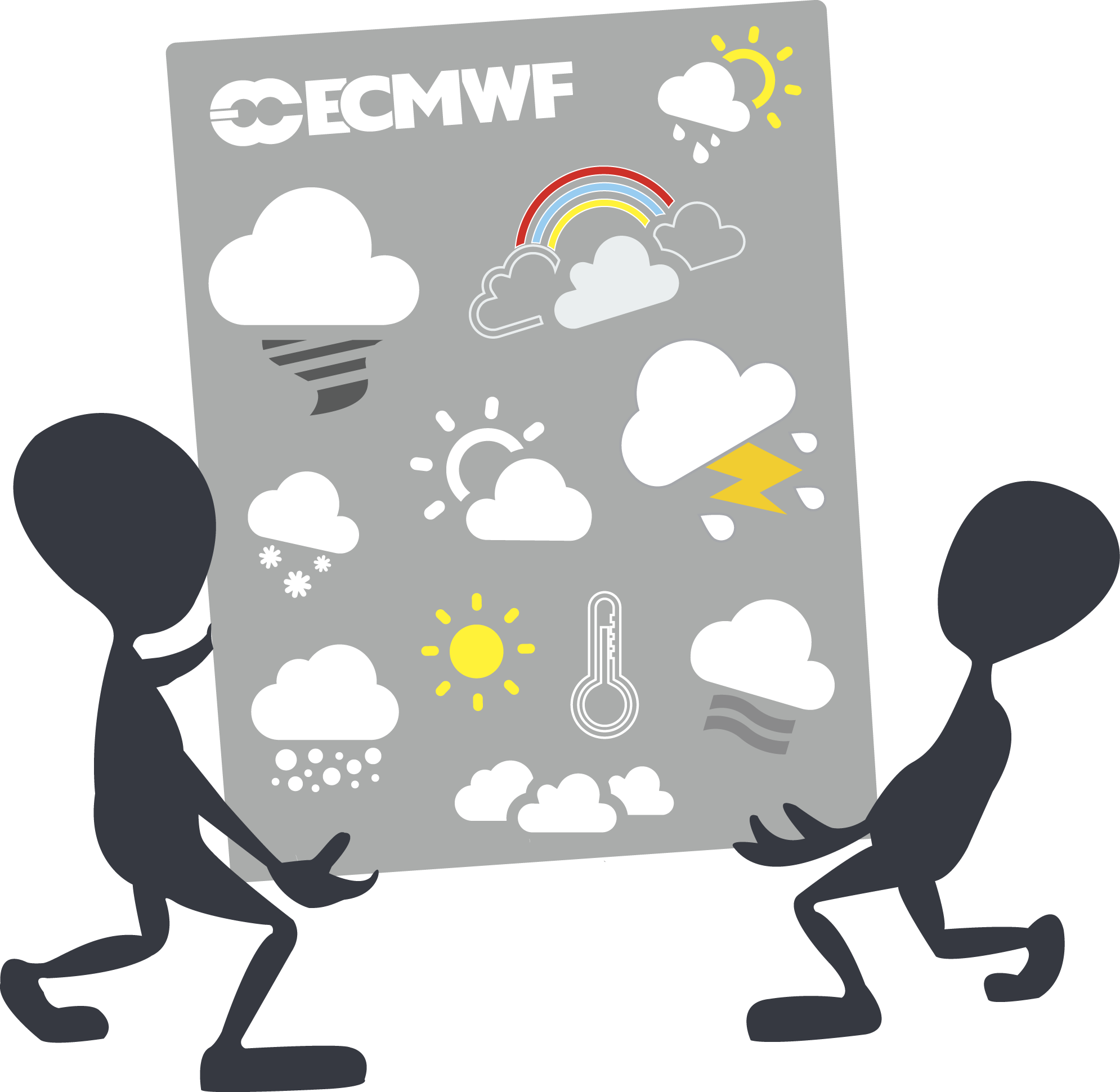 Two people carrying a weather placard