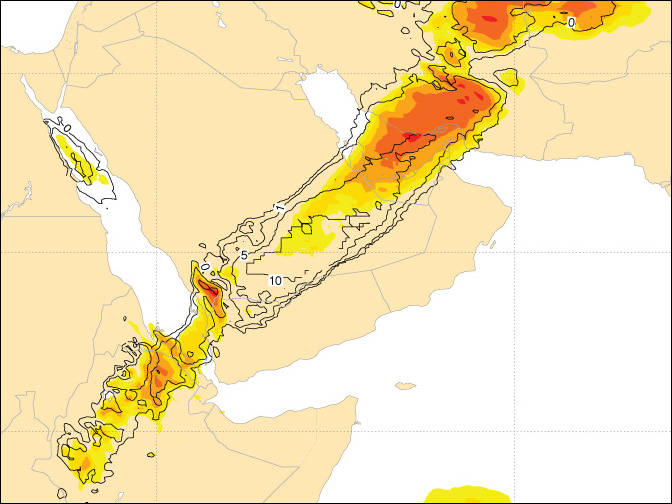 EFI precipitation for Saudi Arabia, Feb 2017 EFI precipitation for Saudi Arabia, Feb 2017