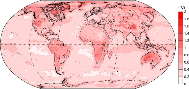 Mean spread temperature ERA5 ensemble January 2016