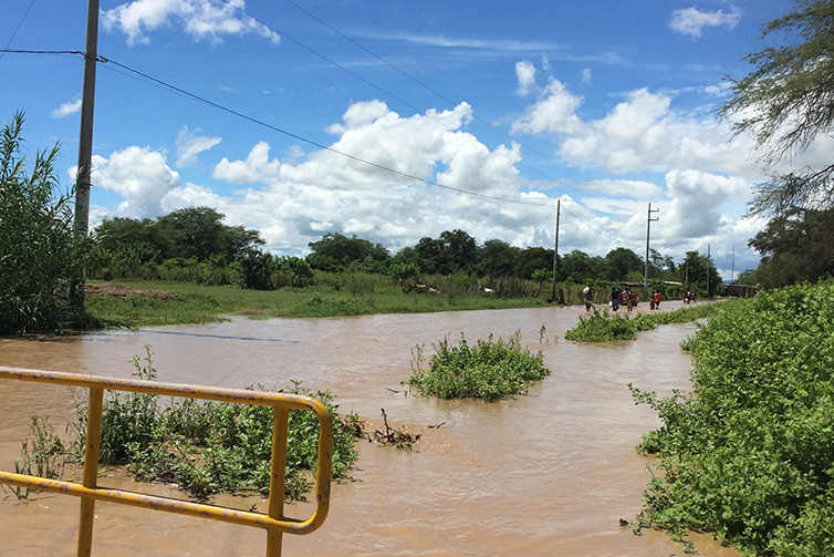 Flooded road in Peru Flooded road in Peru