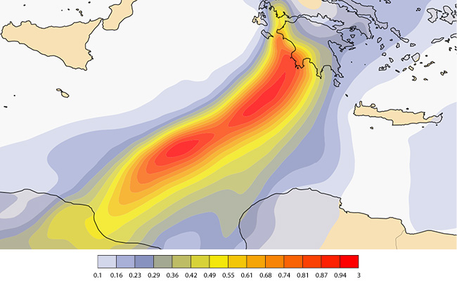 CAMS aerosol forecast for 18 January 2017