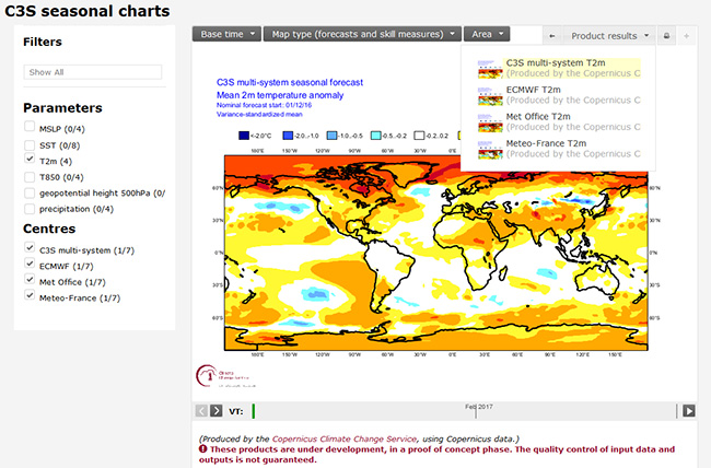 C3S website seasonal forecasts