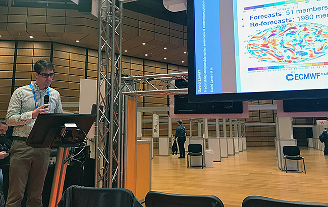 David Lavers speaking at the EGU 2017
