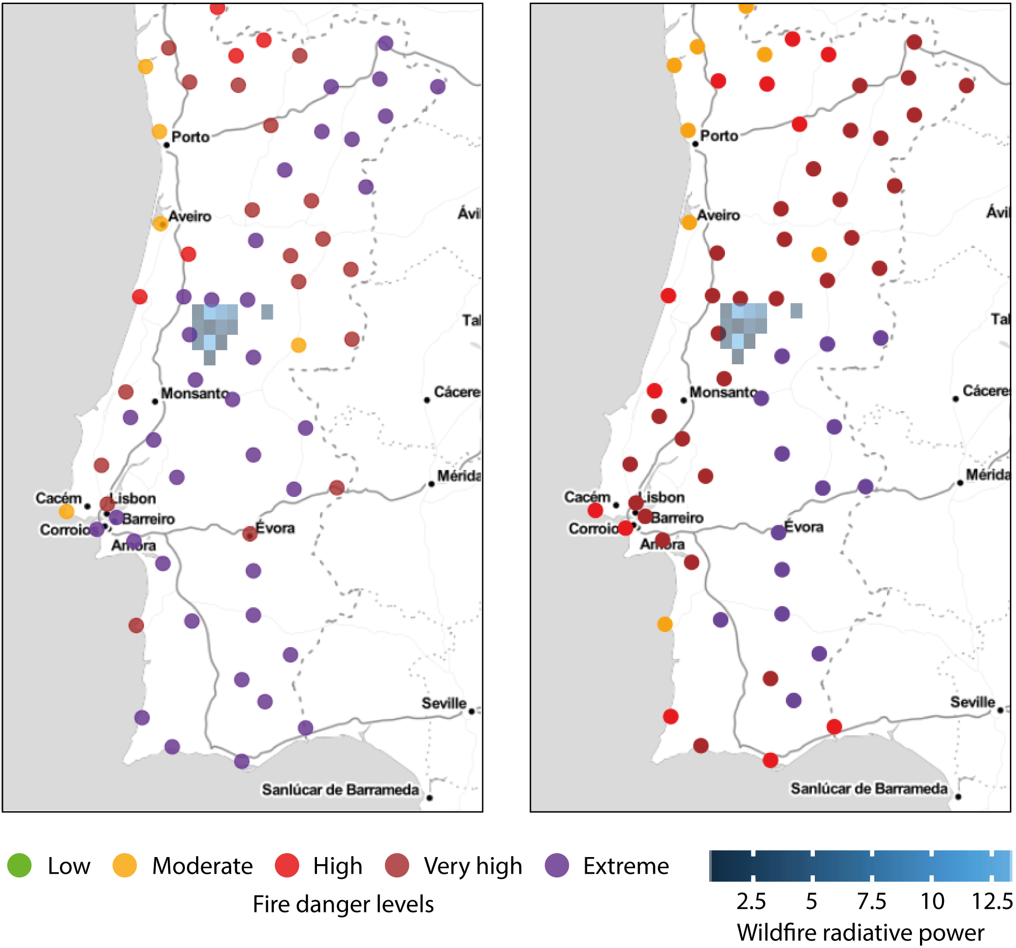 Fire danger observations and 10-day forecast