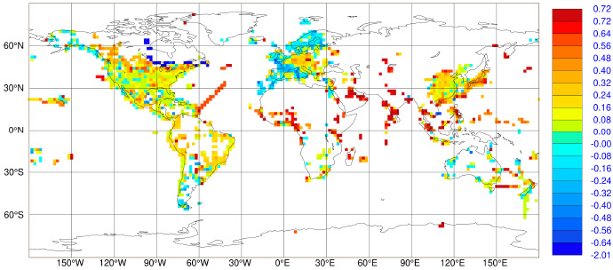 Aircraft temperature observation bias correction chart