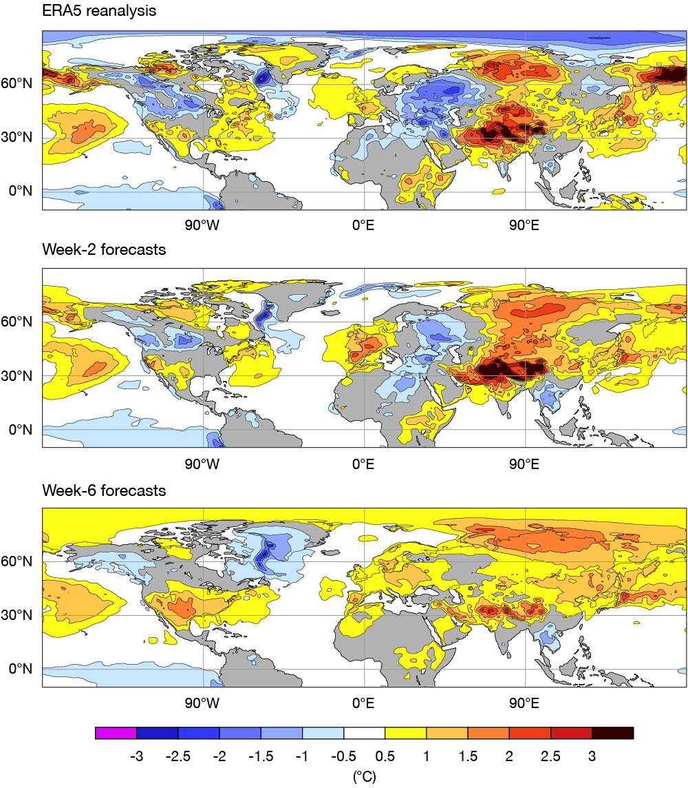 Two-metre temperature anomalies.