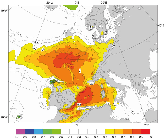 EFI for 2 m temperature for 11 to 14 Aug 2022 from 5 Aug 2022