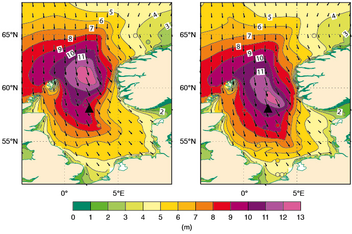 Significant wave height distribution 1 Jan 1995