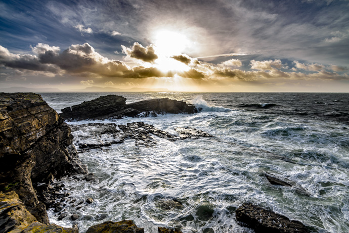 Ocean with clouds and sun Ocean with clouds and sun
