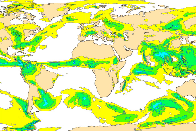 Probabilistic precipitation forecast chart for 21 July 2018