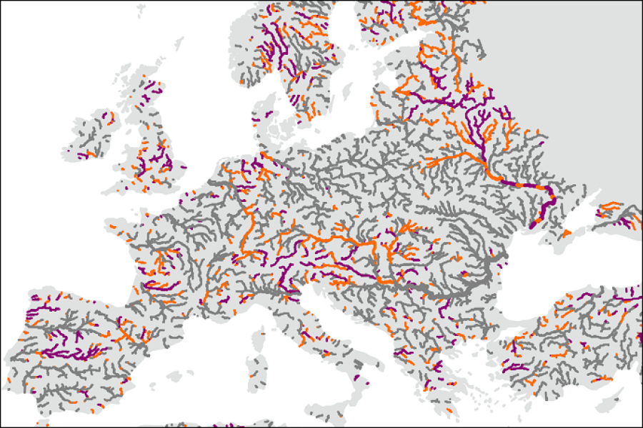 Rivers where the flow exceeded flood thresholds any day in 2023