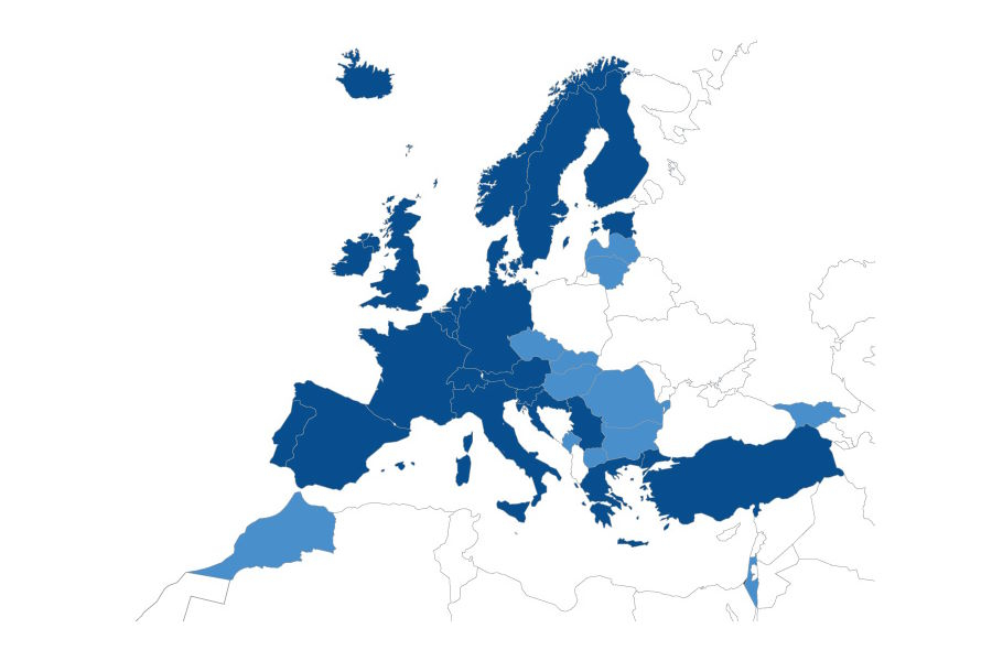 Map showing ECMWF Member and Co-operating States