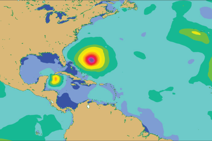 Card format image showing extract from significant wave height forecast