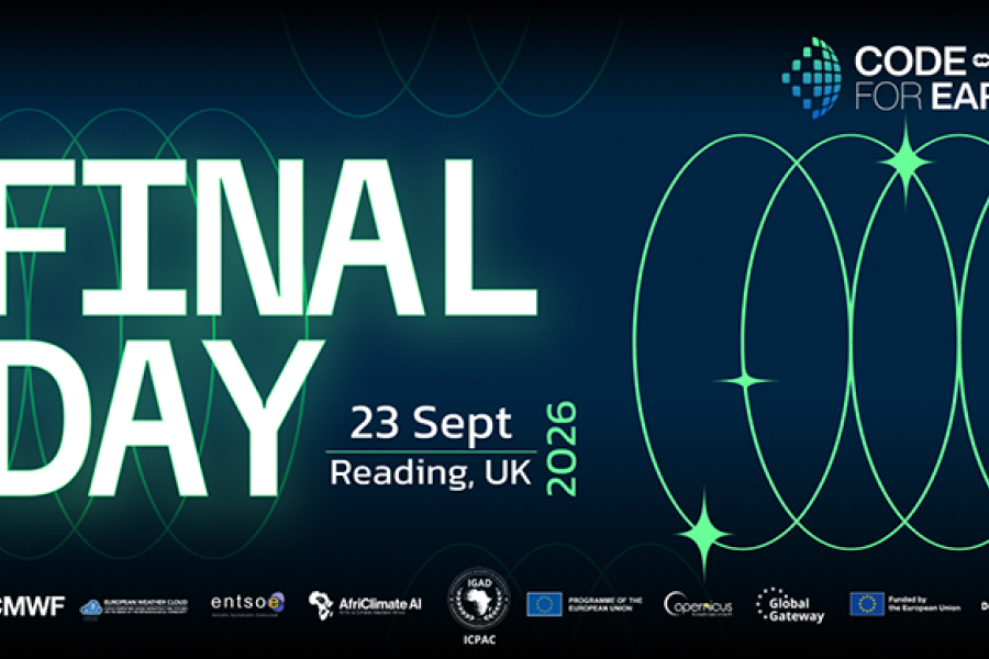 Promotional graphic for the Code for Earth Final Day, featuring the words “FINAL DAY” on a dark blue background with green geometric line patterns, event details “23 Sept, Reading, UK, 2026”, the Code for Earth logo, and partner organisation logos along the bottom.
