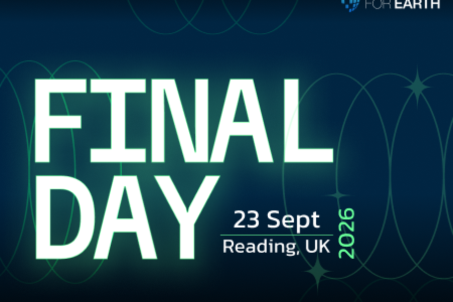 Final day code for earth banner on blue background