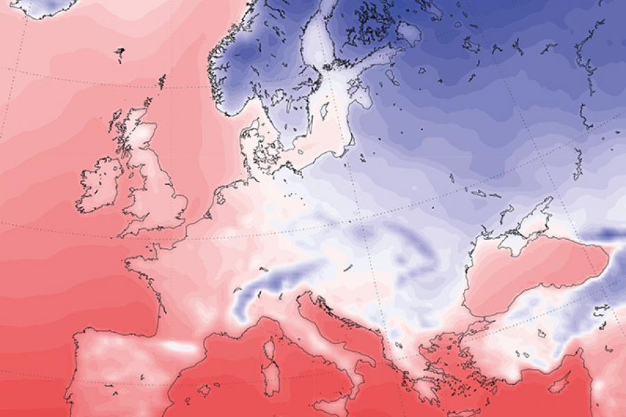 Daily mean temperature January 2016 from ERA5