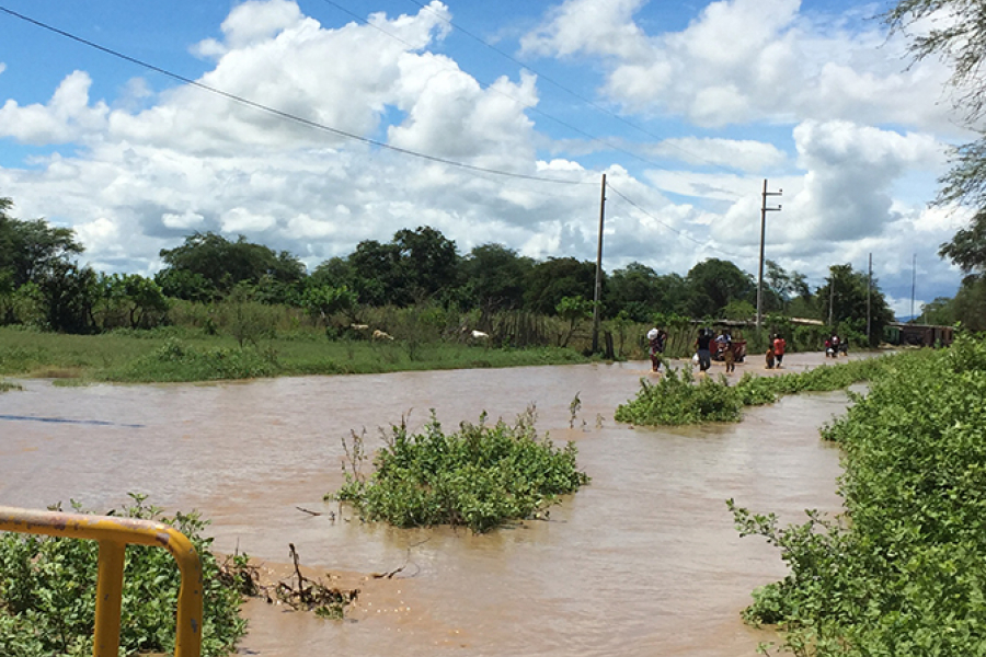 Flooded road in Peru