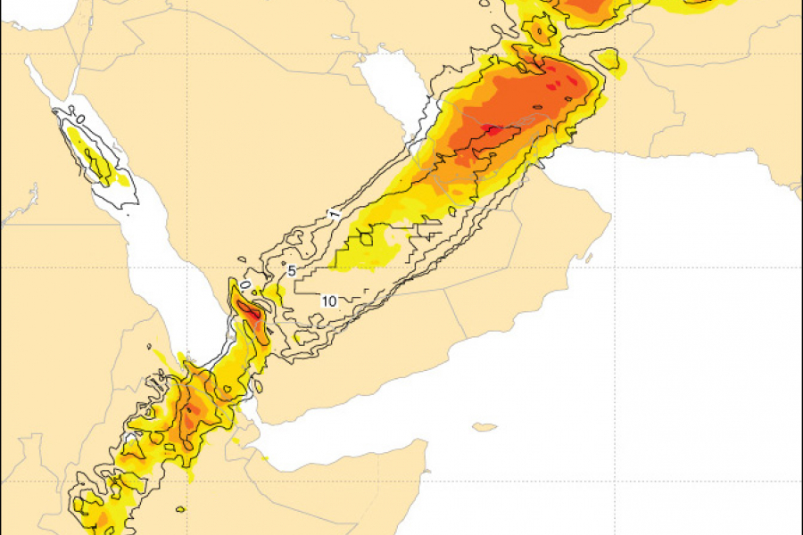 EFI precipitation for Saudi Arabia, Feb 2017 EFI precipitation for Saudi Arabia, Feb 2017