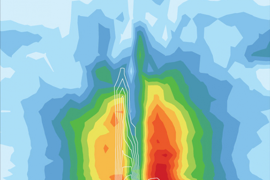 Idealised tropical cyclone simulation, vertical section