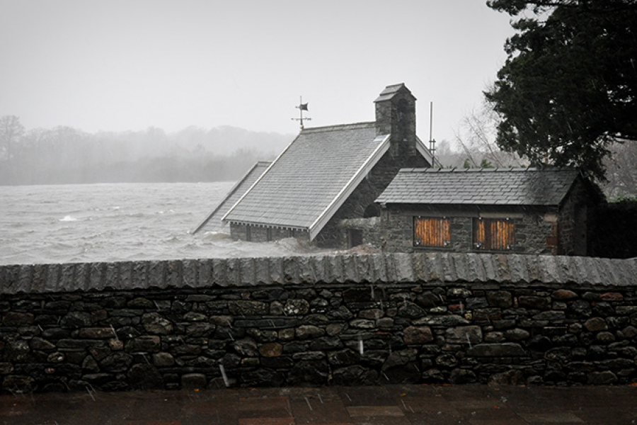 Flooded cottage in Cumbria, UK