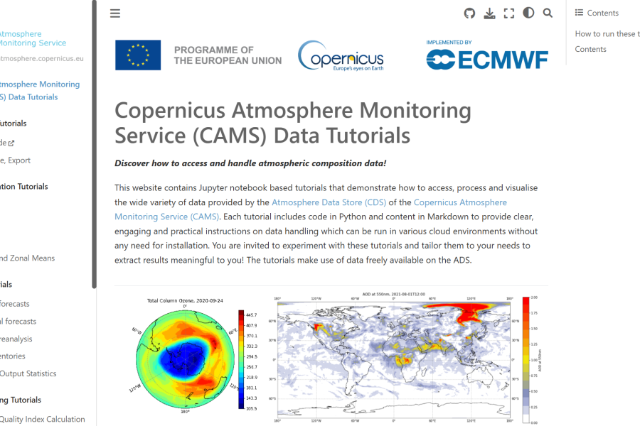CAMS data tutorials Jupyterbook
