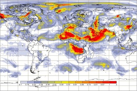 CAMS aerosol forecast for 00 UTC 14 July 2019 CAMS aerosol forecast for 00 UTC 14 July 2019