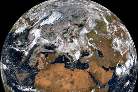 Composite image of Earth as seen by Metop-B satellite Composite image of Earth as seen by Metop-B satellite