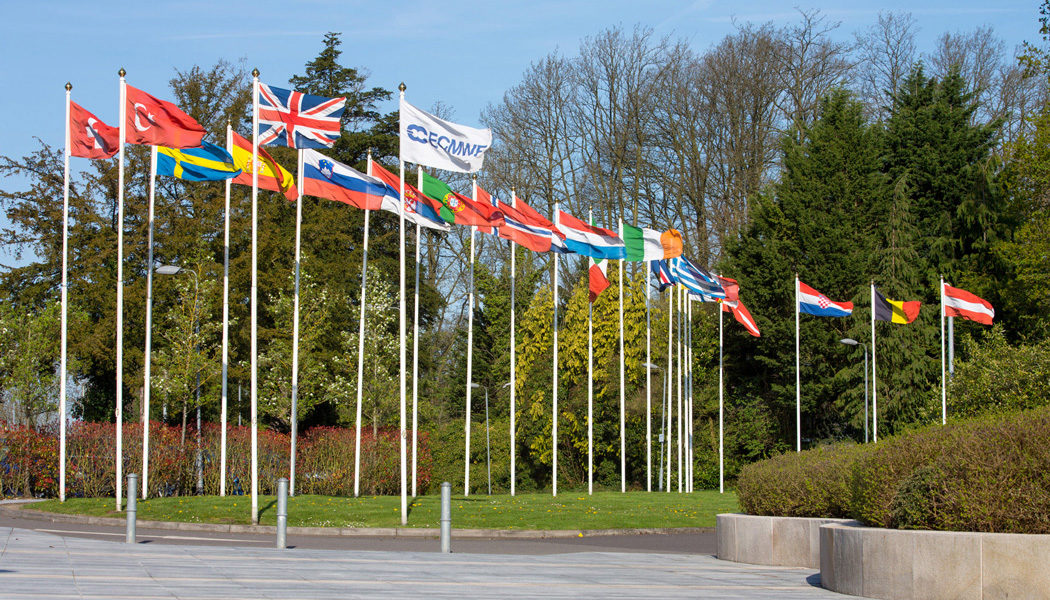 Member State flags at ECMWF headquarters