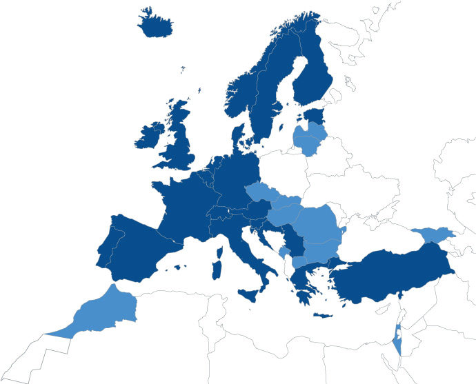 Map showing ECMWF Member and Co-operating States