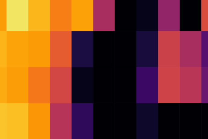 Excerpt from figure 1 in the article showing different coloured squares denoting number of fires forecast or observed