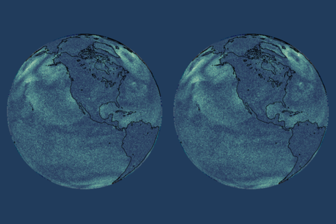 Dark blue banner with blue Earth images