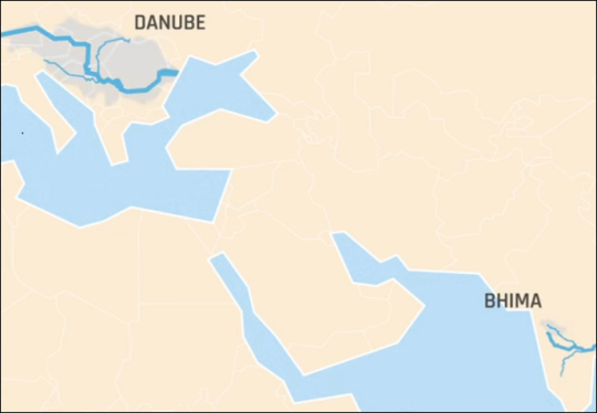 Danube and Bhima river catchments Danube and Bhima river catchments