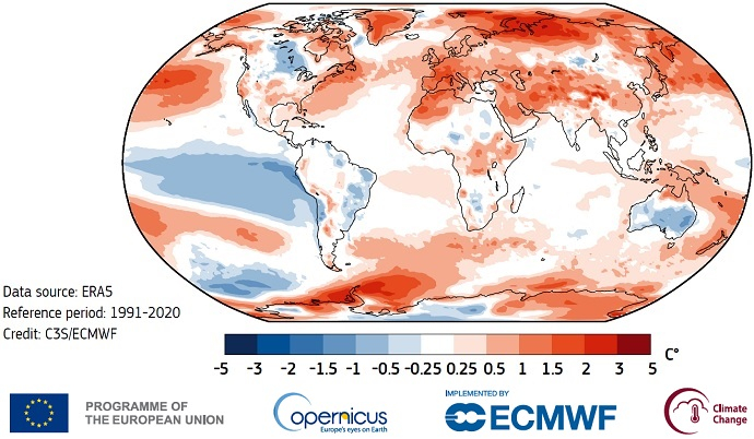 2022 surface air temperature anomaly