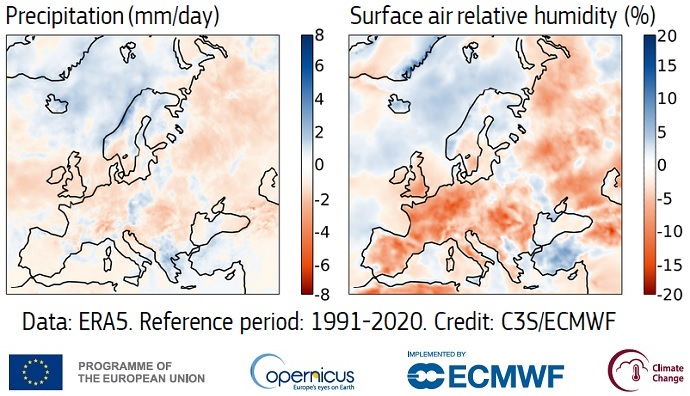 Anomalies in Europe for the summer of 2022