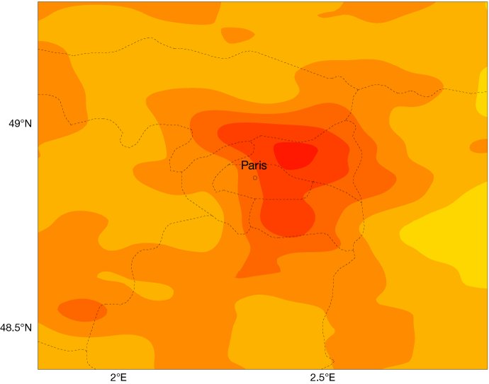 Temperature forecast without the urban scheme