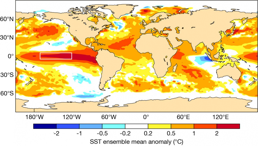 SST ensemble mean anomaly forecast.