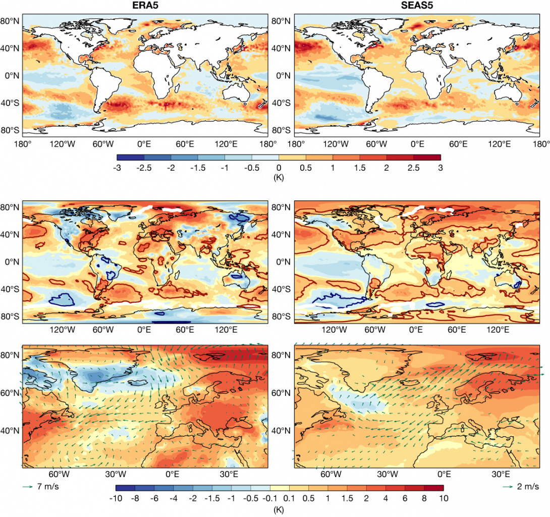 Reanalysis and SEAS5 seasonal forecasts for December–January–February 2022/23.