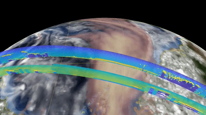 CALIPSO and Aeolus satellite images of aerosol plume