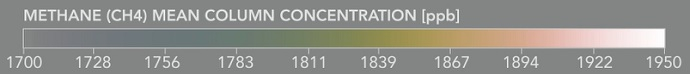 Methane mean column concentration legend Methane mean column concentration legend