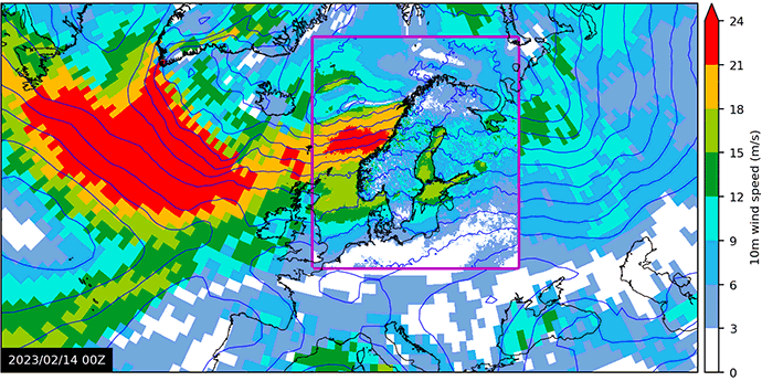 MET Norway ML forecast of 10 m wind speed and sea-level pressure MET Norway ML forecast of 10 m wind speed and sea-level pressure