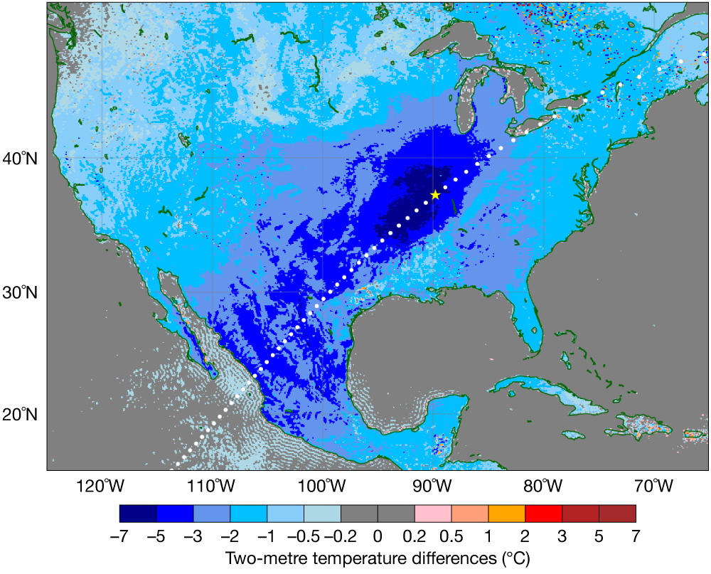 Effect of a solar eclipse on an IFS forecast. Effect of a solar eclipse on an IFS forecast.